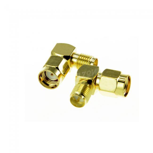 2pcs RP SMA Plug to RP SMA Jack Right Angle Adapter for Antenna